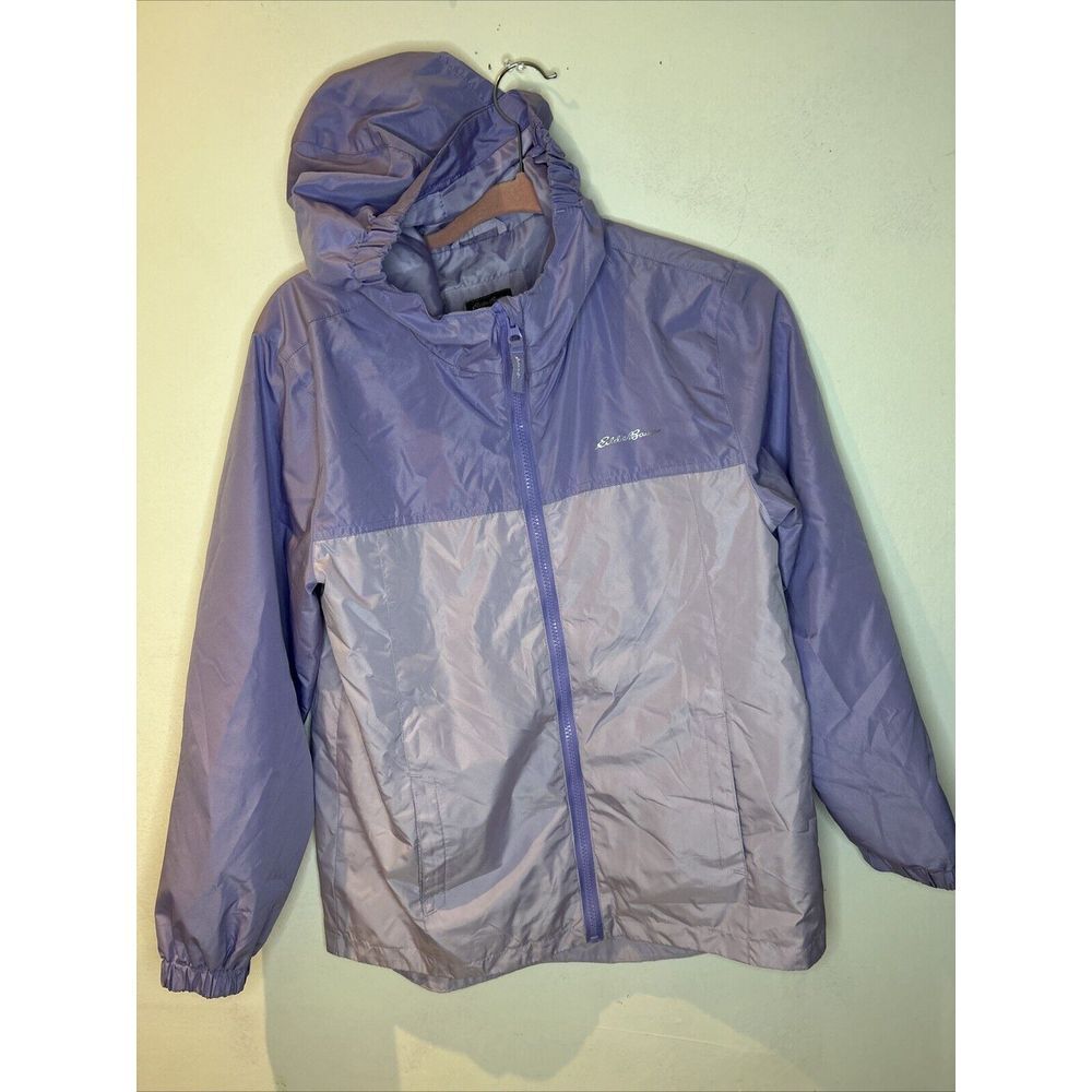 Eddie Bauer Jacket Girls Large(14/16) Purple Full Zip Outdoor Hood Logo